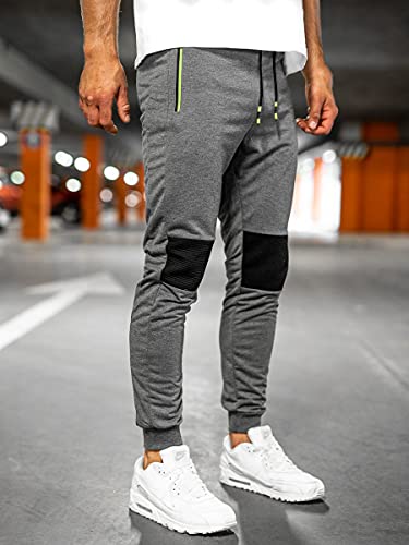 BOLF Hombre Pantalón Deportivo Pantalones De Chándal Jogger Pantalones Holgados de Deporte Running Entrenamiento Fitness Jogging Slim fit Estilo Urbano K10219 Grafito M [6F6]