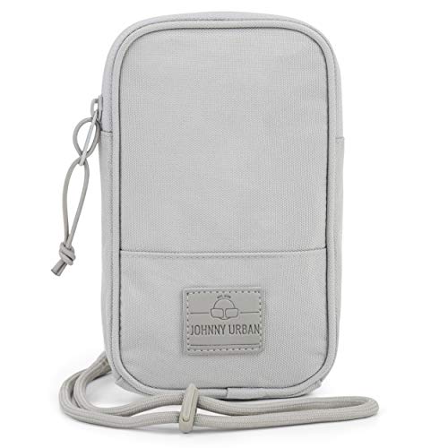 Bolsa Bandolera Hombre y Mujer Pequeña Gris - JOHNNY URBAN Josh Mini Bolso - Hecha de Botellas Pet Recicladas para Ocio y Festivales - Bolsas para móviles, Impermeable