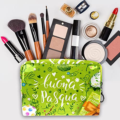 Bolsa de Maquillaje para Mujer, Bolsa de Viaje de Almacenamiento para Mujer Impermeable Tarjeta de Plantilla con Caja de Regalo de Huevos realistas para Viajes, Organizadora de cosméticos