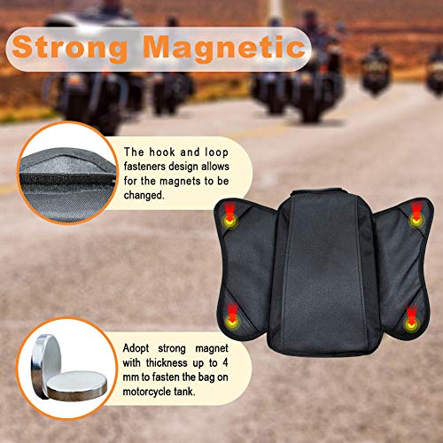 Bolsa de Tanque de Motocicleta - Oxford Saddle Negro Bolsas para depósito Motocicleta - Universal Fuerte Bolsa magnética para Honda Yamaha Suzuki Kawasaki Harley - Dracarys