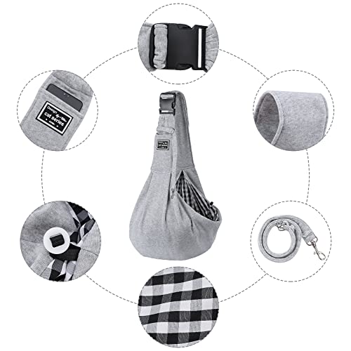 Bolsa de Transporte para Perro Pequeño Bolso Mochila De Hombro con Correa Bolso Bandolera Ajustable para Perro Transportín para Perros Gato Paseos al Aire Libre,Viajes,Compras (Gris)