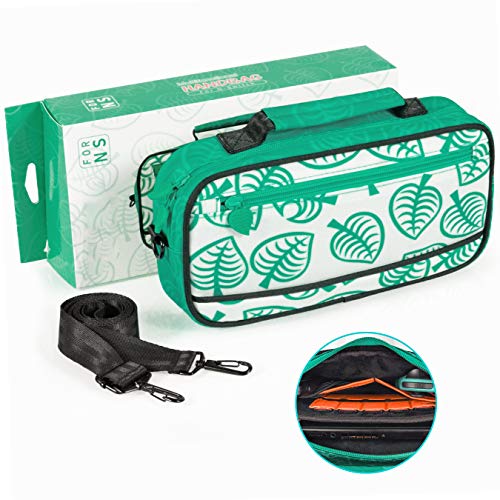Bolsa de viaje para Switch, bolso bandolera mochila funda protectora compatible con Nintendo Switch, bolsa de transporte con correa ajustable Animal Leaves Theme