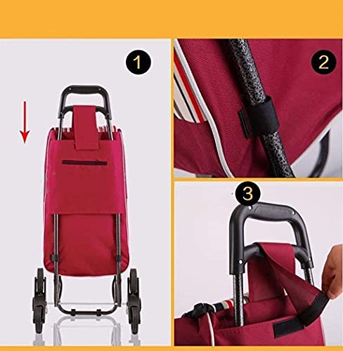 Bolsas de la compra reutilizables, Bolso de reemplazo de la carrito de compras plegable, portátil impermeable 40l Oxford Paño carro de compras Bolsos de la carretilla de respaldo, bolsa de repuesto de