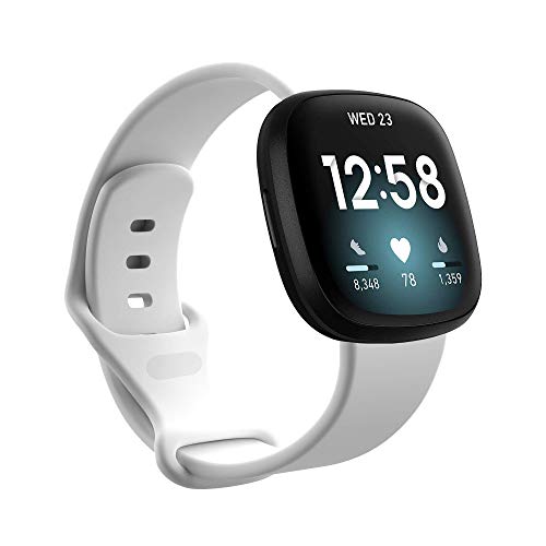 BoLuo Correa para Fitbit Versa 3/Fitbit Sense,Bandas Correa Repuesto,Correas Reloj,Silicona Reloj Recambio Brazalete Correa Repuesto Strap Wristband para Fitbit Versa 3/Fitbit Sense (blanco, S)