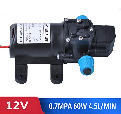 Bomba de Agua Autocebante de Micro Diafragma de Alta Presión Automática DC 12V 60W 4.5L/min Poweka para Caravana Barco Jardín Marino