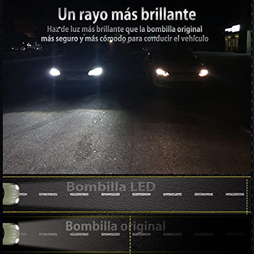 Bombilla 9005/HB3 LED Coche, 6500K Blanca Luces CREE Chip Todo en uno Luz Lampara, DC 12V-24V Faro e DRL de Reemplazo, 1 Par. [Garantía de 2 años]