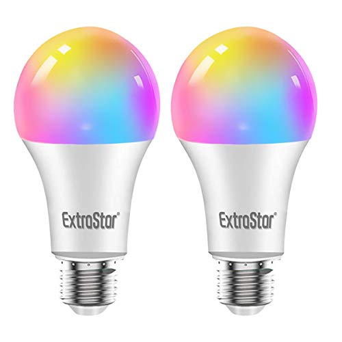 Bombilla LED Inteligente WiFi,Extrastar 2 Pack 10W E27 1000 Lm Bombilla LED Luces Cálidas/Frías & RGB, Lámpara WiFi Funciona con Alexa (Echo, Echo Dot) Google Home [Clase de eficiencia energética A+]