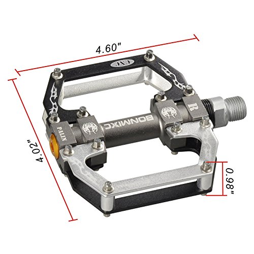 BONMIXC Pedales de bicicleta 9/16 pulgadas Sellado Rodamiento Pedales de Bicicleta de Montaña Aleación de Aluminio Pedales Gris