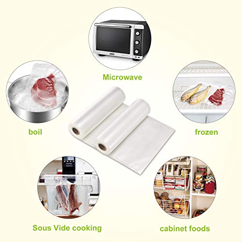 Bonsenkitchen Rollos al Vacio para Envasadora al Vacío, 2 Rollos 28 x 600cm Bolsas de Vacio Gofradas para Conservación de Alimentos y Sous Vide Cocina & Boilable, BPA Free- VB3814