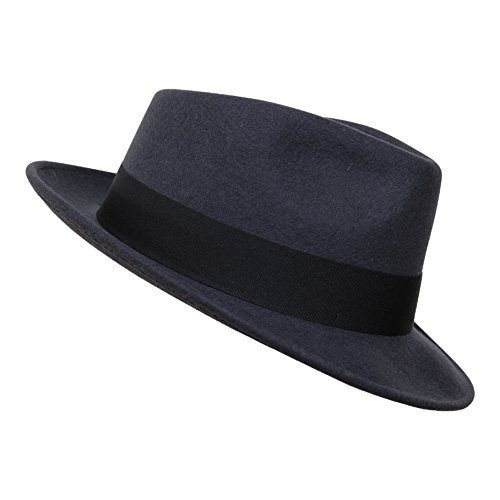 Borges & Scott B&S Premium Doyle – Sombrero de lágrima Fedora - 100% Fieltro de Lana - Enrollable para Viajes - Resistente al Agua - Gris Oscuro 58cm