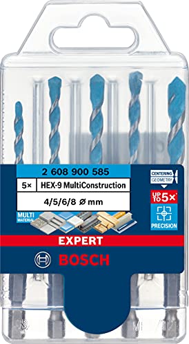 Bosch Professional 5 x Set de brocas Expert HEX-9 MultiConstruction, para Hormigón, 4-8 mm, Accesorios Taladro de impacto rotativo