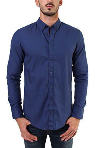 BOSS Orange Edipoe Slim Fit - Camisa de Manga Larga con Cuello Italiano para Hombre, Color Blanco 100, Talla 50