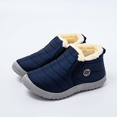 Botas cortas JKRTR para mujer, botas de nieve cálidas y planas de invierno para exteriores, para exteriores, estilo informal, azul, 38 EU