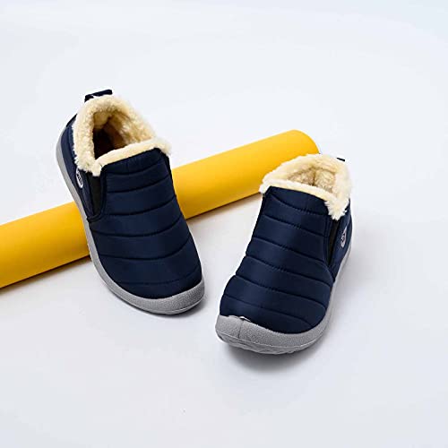 Botas cortas JKRTR para mujer, botas de nieve cálidas y planas de invierno para exteriores, para exteriores, estilo informal, azul, 38 EU