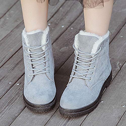 Botas de Invierno para Mujer, Botas de Nieve Botas Impermeables con Botones Lluvia después de Esquiar Zapatos de Piel Plana Cálido para Caminar Caminar Chicas Batas Mujer(C26Gray, EU43)