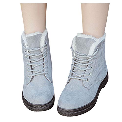 Botas de Invierno para Mujer, Botas de Nieve Botas Impermeables con Botones Lluvia después de Esquiar Zapatos de Piel Plana Cálido para Caminar Caminar Chicas Batas Mujer(C26Gray, EU43)