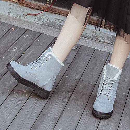 Botas de Invierno para Mujer, Botas de Nieve Botas Impermeables con Botones Lluvia después de Esquiar Zapatos de Piel Plana Cálido para Caminar Caminar Chicas Batas Mujer(C26Gray, EU43)