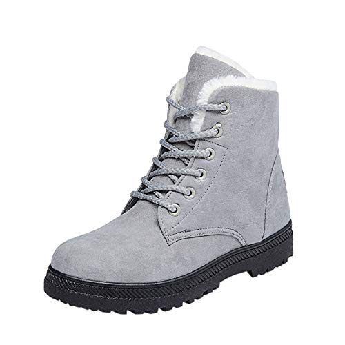 Botas de Invierno para Mujer, Botas de Nieve Botas Impermeables con Botones Lluvia después de Esquiar Zapatos de Piel Plana Cálido para Caminar Caminar Chicas Batas Mujer(C26Gray, EU43)