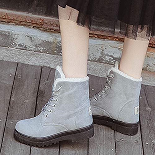 Botas de Invierno para Mujer, Botas de Nieve Botas Impermeables con Botones Lluvia después de Esquiar Zapatos de Piel Plana Cálido para Caminar Caminar Chicas Batas Mujer(C26Gray, EU43)