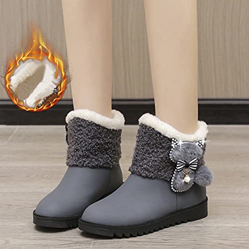 Botas De Nieve Mujer Botas de Mujer Zapatos Antideslizantes Trekking Zapatos Invierno Mujer Botas de Nieve Forradas Calientes Zapatillas Botines Planas con Cremallera (B07Gray, EU40)