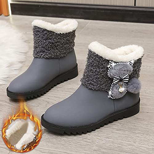 Botas De Nieve Mujer Botas de Mujer Zapatos Antideslizantes Trekking Zapatos Invierno Mujer Botas de Nieve Forradas Calientes Zapatillas Botines Planas con Cremallera (B07Gray, EU40)