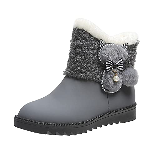 Botas De Nieve Mujer Botas de Mujer Zapatos Antideslizantes Trekking Zapatos Invierno Mujer Botas de Nieve Forradas Calientes Zapatillas Botines Planas con Cremallera (B07Gray, EU40)