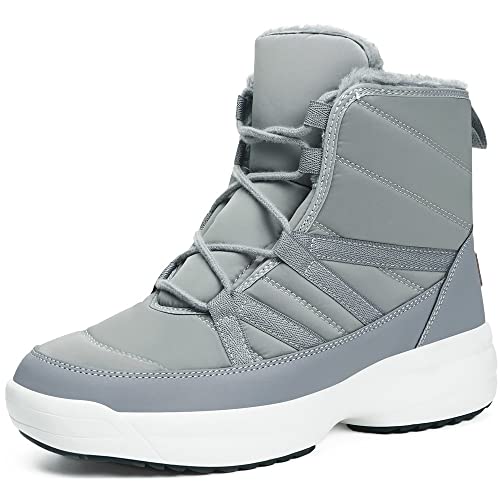 Botas de Nieve Mujer Zapatos Invierno Calentitos Forro Botines Aire Libre Trekking Bota Impermeable Boot Gris 39