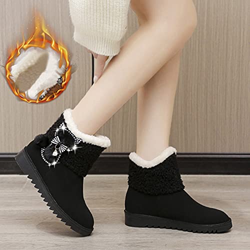 Botas de Senderismo Nieve Mujer Hombre Cálidas Invierno Piel Forro Zapatillas de Senderismo Zapatos Trekking Botas Mujer(C07Black, EU38)