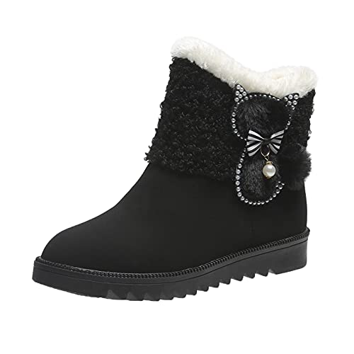 Botas de Senderismo Nieve Mujer Hombre Cálidas Invierno Piel Forro Zapatillas de Senderismo Zapatos Trekking Botas Mujer(C07Black, EU38)