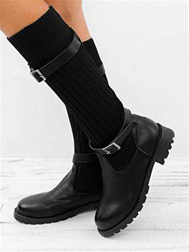 Botas Mujer Invierno Tacon Forrado Calentar Botas Altas Botines Moda Casual Outdoor Zapatos de Nieve Snow Boots