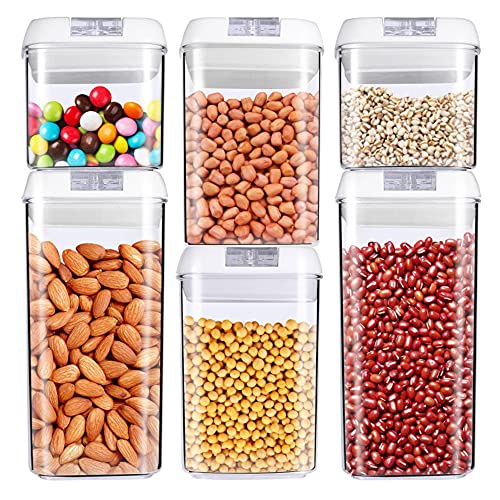 Bote Cocina, Pack de 6 Piezas de Almacenajes Herméticos de Alimentos, Contenedor para Harina, Pasta, Cereales, Blanco/Negro…