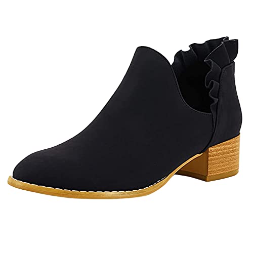 Botines para mujer Chelsea Bota media pantorrilla, Botines JKRTR, Negro , 40 EU