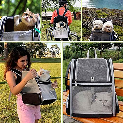 BOW CALICO Mochila Transportín Perro, Mochila Transportín Gato Bien Ventilado con Correa de Seguridad Interior, Bolsa de Transporte para para Gatos y Perros Pequeños (12.6 * 11 * 16.12 Inch)