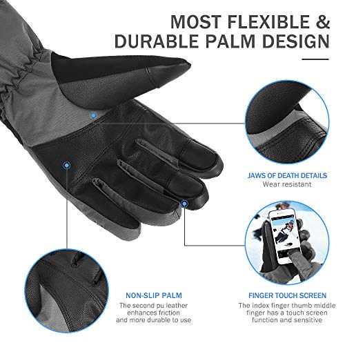 Brace Master Guantes de Esquí Impermeables - Pantalla Táctil 3M Thinsulate Guantes de Invierno Cálidos Guantes de Nieve para Clima Frío Pesca en Hielo, Trineo, Snowboard - para Hombres o Mujeres