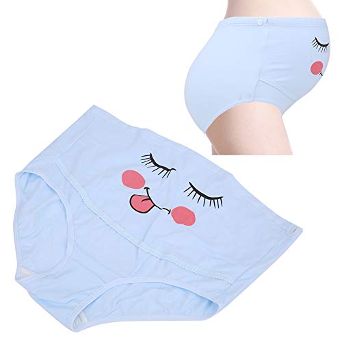 Bragas de maternidad para mujer, ropa interior de algodón de cintura alta para mujer, bragas de soporte de abdomen ajustable de dibujos animados, bragas, ropa interior de maternidad(XXXL-Azul)