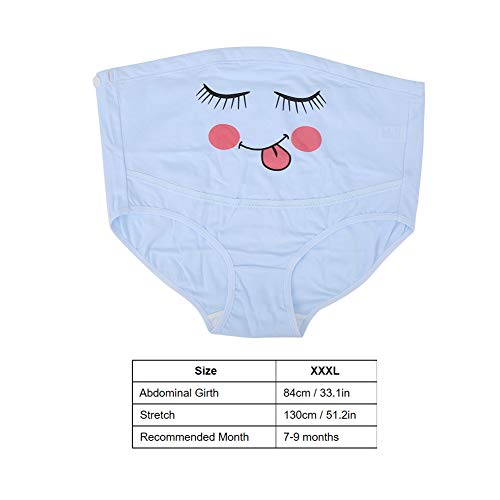 Bragas de maternidad para mujer, ropa interior de algodón de cintura alta para mujer, bragas de soporte de abdomen ajustable de dibujos animados, bragas, ropa interior de maternidad(XXXL-Azul)