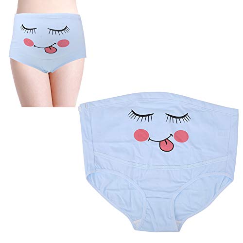 Bragas de maternidad para mujer, ropa interior de algodón de cintura alta para mujer, bragas de soporte de abdomen ajustable de dibujos animados, bragas, ropa interior de maternidad(XXXL-Azul)