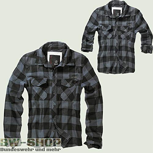 Brandit Check-Camiseta Camisa, Gris-Negro, L para Hombre