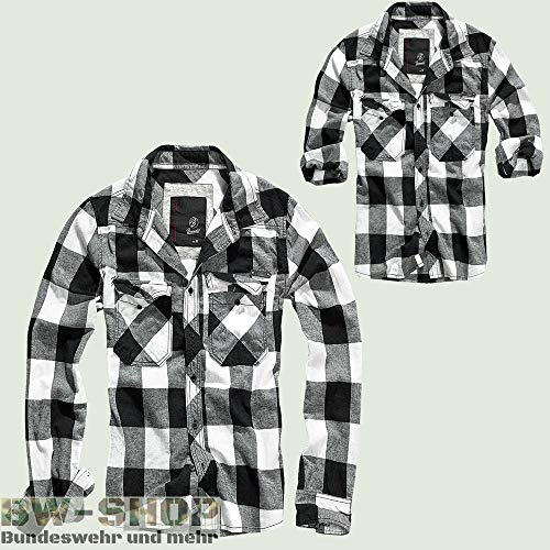 Brandit Check-Camiseta Camisa, Gris-Negro, L para Hombre