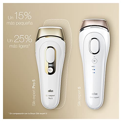 Braun Silk-expert Pro 5 Depiladora Mujer Luz Pulsada IPL, Cabezal de Precisión y Maquinilla de Afeitar Venus, Alternativa a la Depilación Láser en Casa, Regalos Originales para Mujer, PL 5137, Blanco