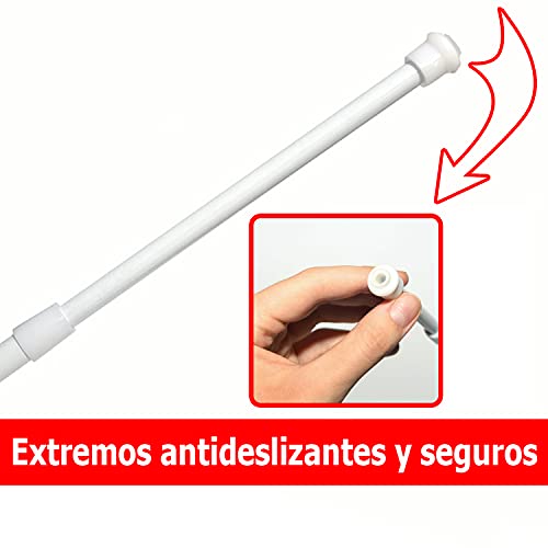 Bravatta. Porta Visillos Extensible de 40 a 70 cm. Barra ajustable para cortinas. Barra extensible para visillos y cortinas. Varilla Colgar Ropa de Bebé y Niño (Blanco)