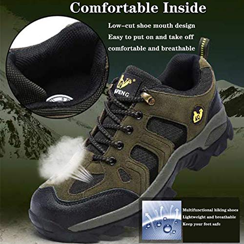 Brfash Zapatos de Senderismo para Hombre Zapatos de Montaña Impermeables Antideslizantes Escalada Zapatos de High Cut Trekking AL Aire Libre Sneakers,Azul grisáceo,EU42