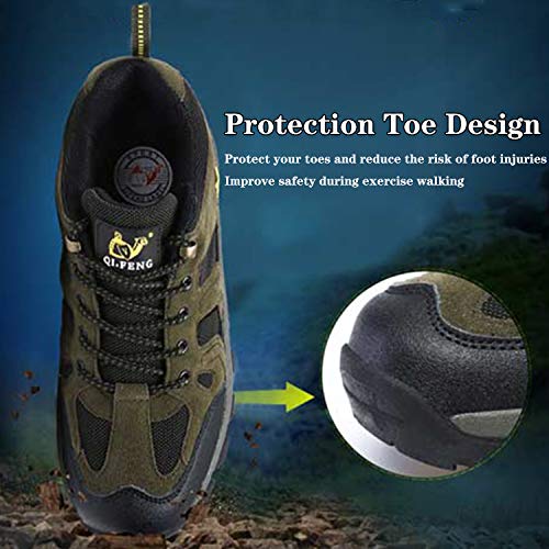 Brfash Zapatos de Senderismo para Hombre Zapatos de Montaña Impermeables Antideslizantes Escalada Zapatos de High Cut Trekking AL Aire Libre Sneakers,Azul grisáceo,EU42