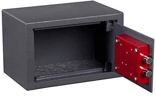Brihard Hogar caja fuerte con cerradura de llave - 20x31x20cm caja fuerte de seguridad - Titanio resistente a rayones - caja fuerte para el hogar, 11L
