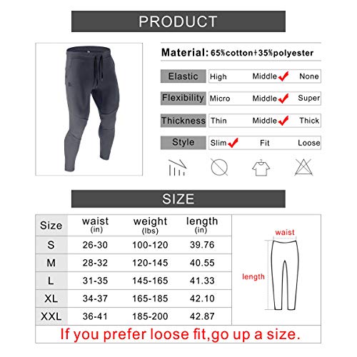 BROKIG Pantalones deportivos para hombre de gimnasio, pantalones de correr con bolsillos dobles, Gris Sombra, M