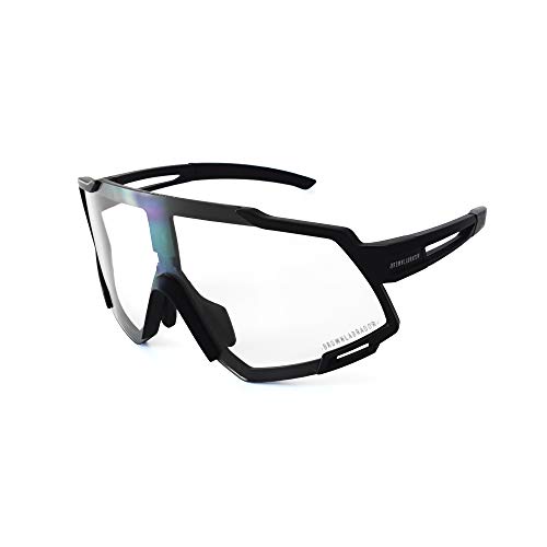 Brown Labrador Gafas Ciclismo polarizadas, fotocromáticas con 6 Lentes Intercambiables UV 400. Gafas Deportivas, Running Trail Running, Ciclismo BTT, para Hombre y Mujer (Black - B)