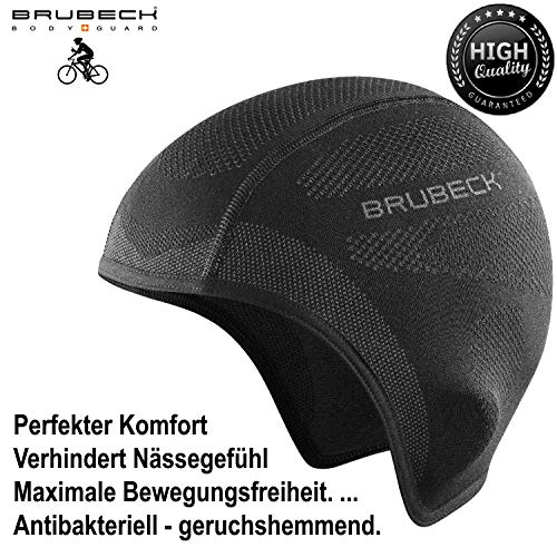 BRUBECK Gorro Funcional/Medio pasamontañas | regulador de Temperatura | Transpirable | Motocicleta | esquí | Carrera | HM10020A | Negro | L-XL