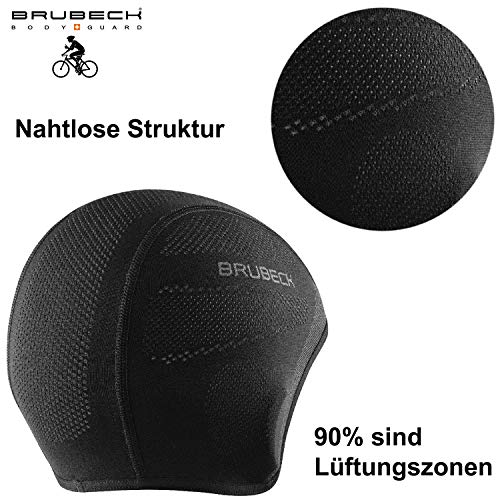 BRUBECK Gorro Funcional/Medio pasamontañas | regulador de Temperatura | Transpirable | Motocicleta | esquí | Carrera | HM10020A | Negro | L-XL
