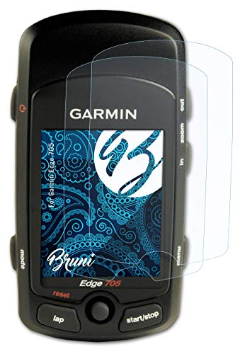 Bruni Película Protectora Compatible con Garmin Edge 705 Protector Película, Claro Lámina Protectora (2X)