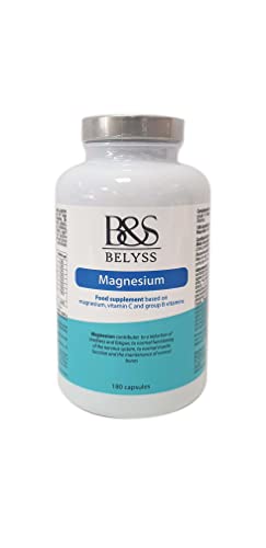 B&S BELYSS - Suplemento Alimenticio de Magnesio y Vitaminas para el Cansancio | Bisglicinato de Magnesio con Vitamina B12 Vitamina B6 y Vitamina C - 180 Cápsulas